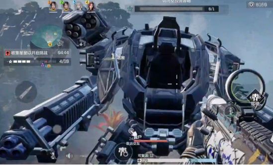 暴风机甲在夜战环境中发动终极技能，全身发光，释放范围冲击波击退多名敌人