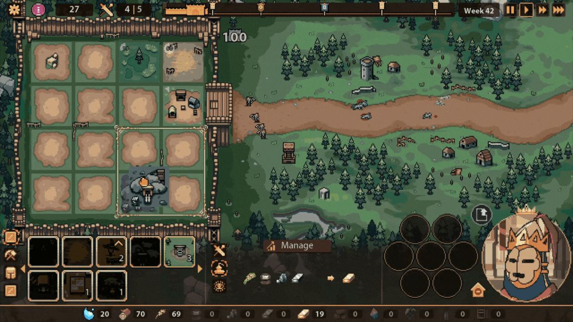 动态展示游戏中玩家视角移动触发农民劳作的场景，农民在国王注视下迅速从躺卧状态起身收割