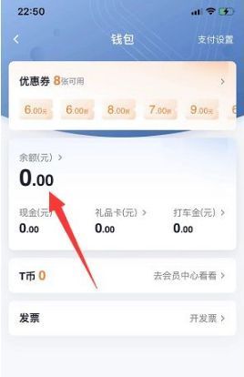 钱包页面上方显示‘余额’按钮，点击后可进入明细查看