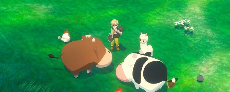 游戏中蓝色风车外观展示，风车叶片转动，周围环绕着农作物图标，象征种子转化功能