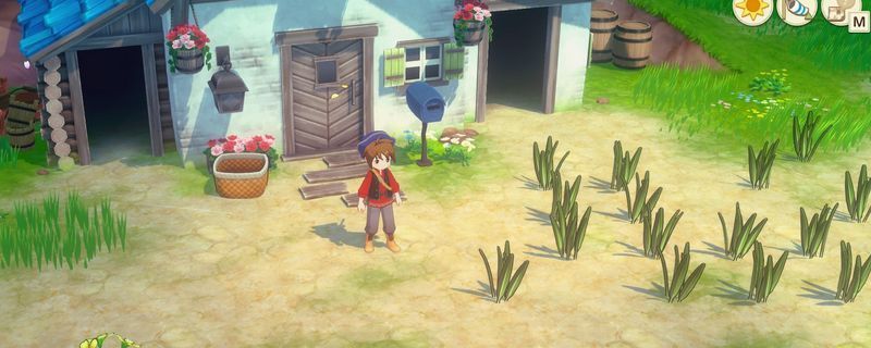 《牧场物语 来吧！风之繁华集市》中连续收成作物在农田中生长的画面，绿意盎然，作物饱满，角色正在浇水