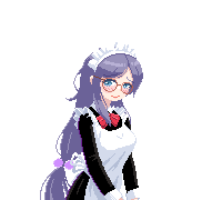 角色穗乃香立绘，戴着眼镜，穿着巫女服与女仆裙的混搭造型，手持账本