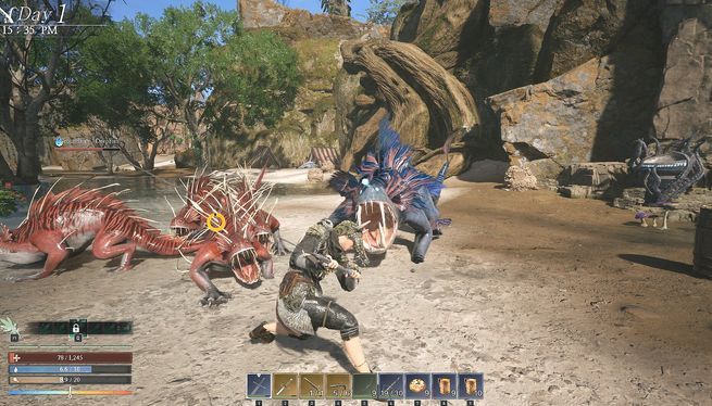 角色背负背包在悬崖边眺望大海，身后是建好的基地灯光点点，展现希望与孤独并存的情感张力