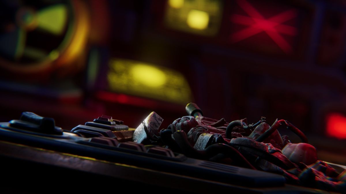 双人合作操作控制台场景，两人需同步输入指令，屏幕闪烁红色警告信息