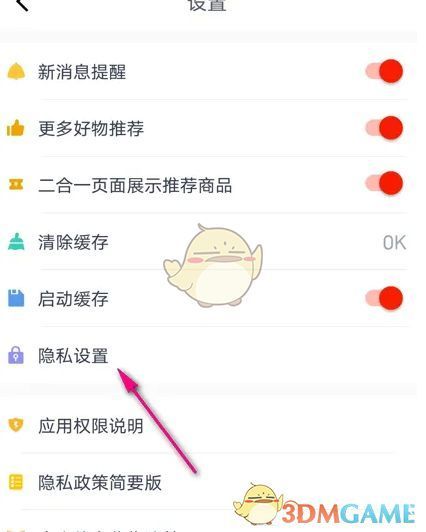 隐私设置详情页，展示定位、相机、相册等多项权限开关