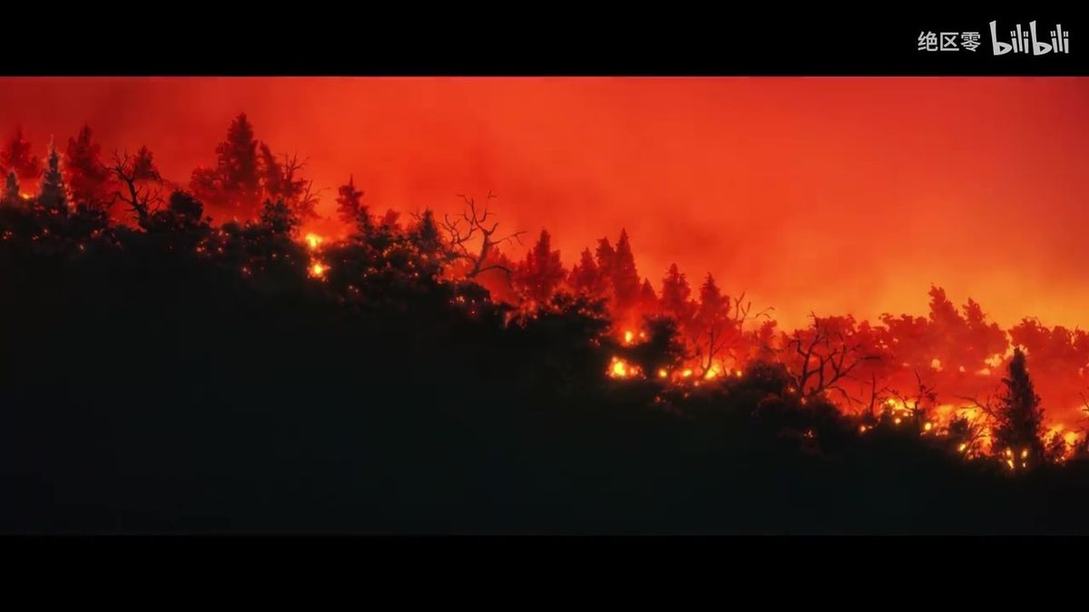 月城柳身穿暗纹制服，手持双刃在废墟中跃起，身后鬼气缭绕
