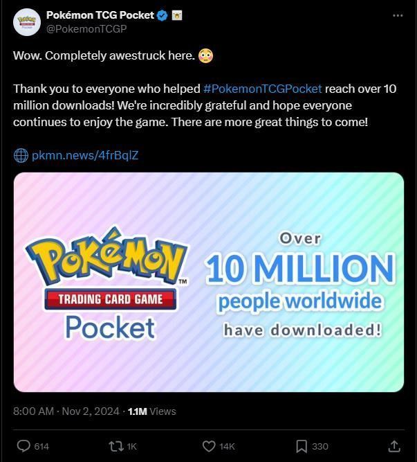 《宝可梦集换式卡牌Pocket》全球收入与下载量分布图表，清晰展示各国家地区占比情况