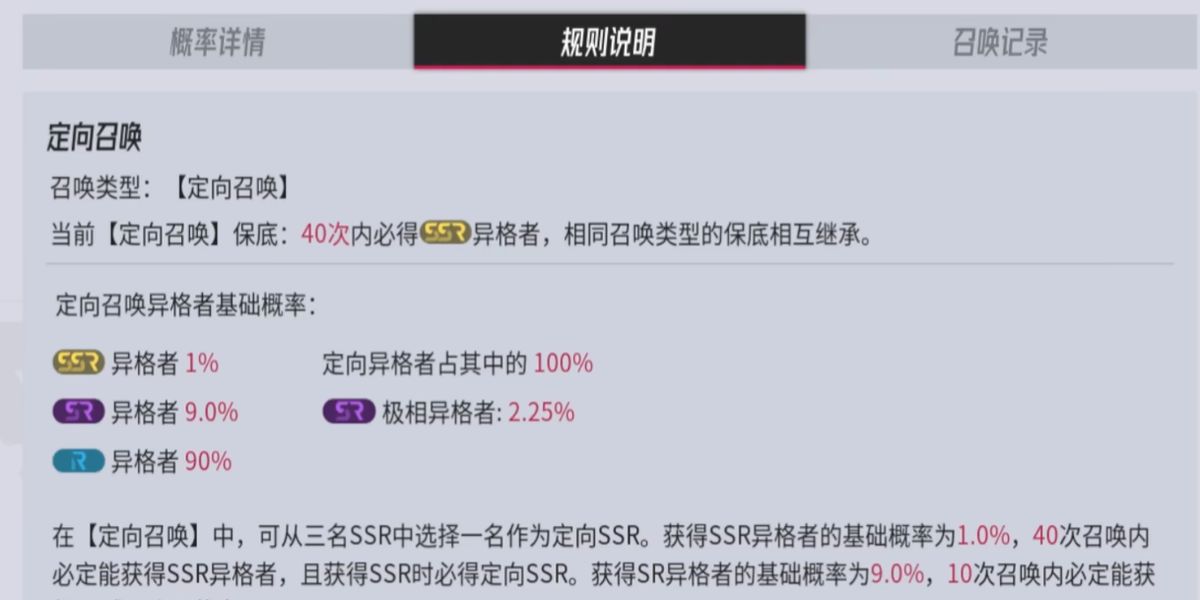 抽卡界面截图，展示卡池奖励列表，包含多个SSR角色与道具