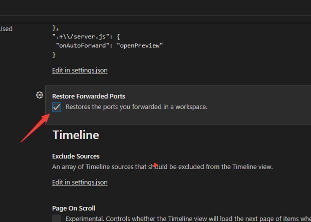 Remote设置页面中Restore Forwarded Ports选项已勾选的状态截图