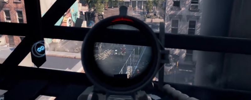 《战地6》纽约地图A点附近外侧楼梯高点位，玩家在此架枪可俯视进攻路线，地形优势明显