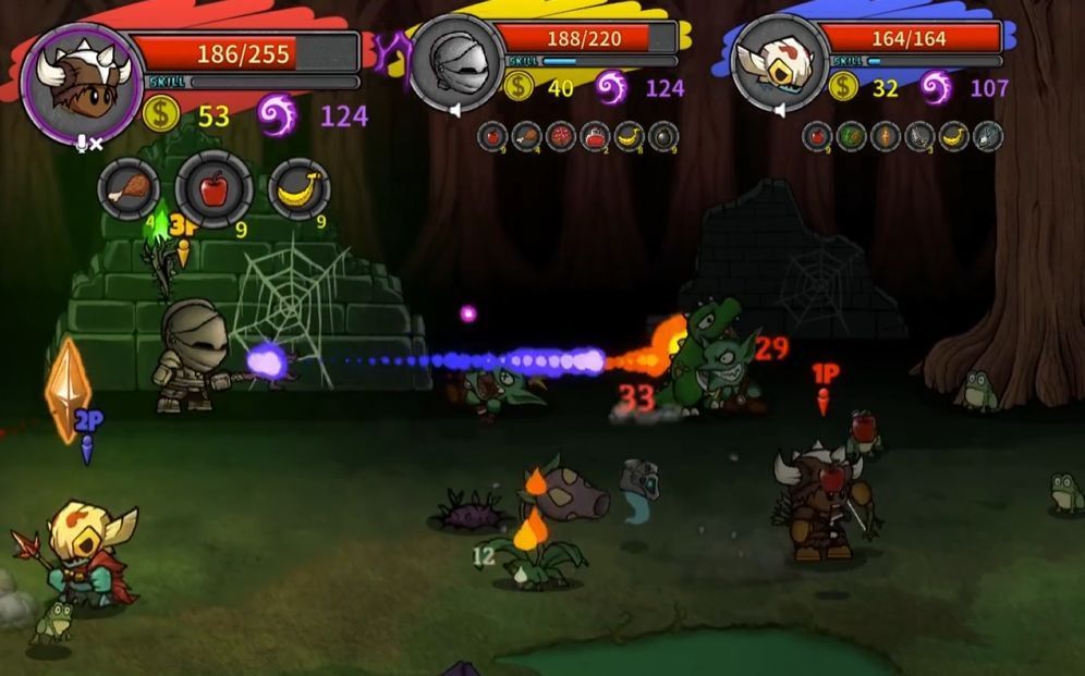 流浪商人NPC立于破败房屋前，身旁漂浮着交易界面图标，背景昏暗充满悬疑感