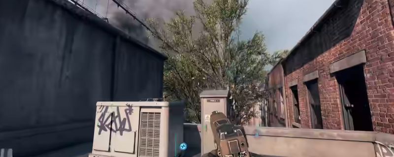 《战地6》帝国之州地图俯视全景，高楼林立，建筑密集，部分屋顶标有限高警示特效