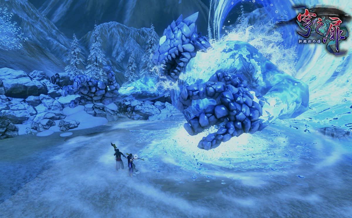 游戏中主角司空宇与队友在云雾缭绕的天界遗迹中前行，背景是巨大的神殿残垣，氛围神秘而庄严