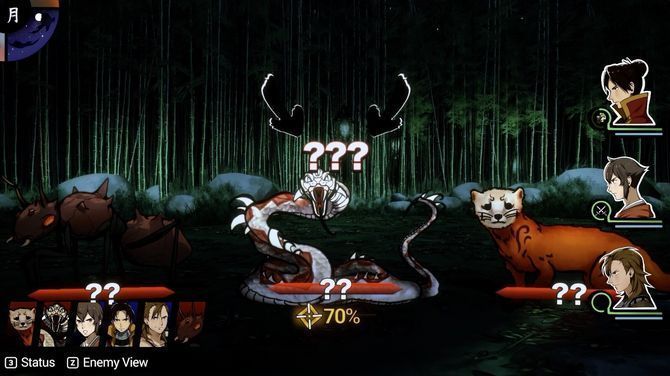 玩家在迷宫中探索的场景，角色手持武器，周围布满日式妖怪与符咒元素