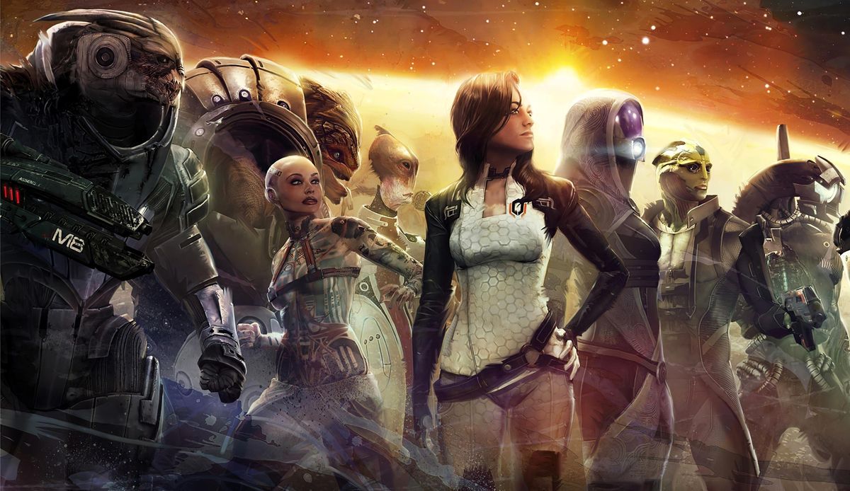 BioWare开发者John Epler接受采访画面，背景为《质量效应：仙女座》游戏场景