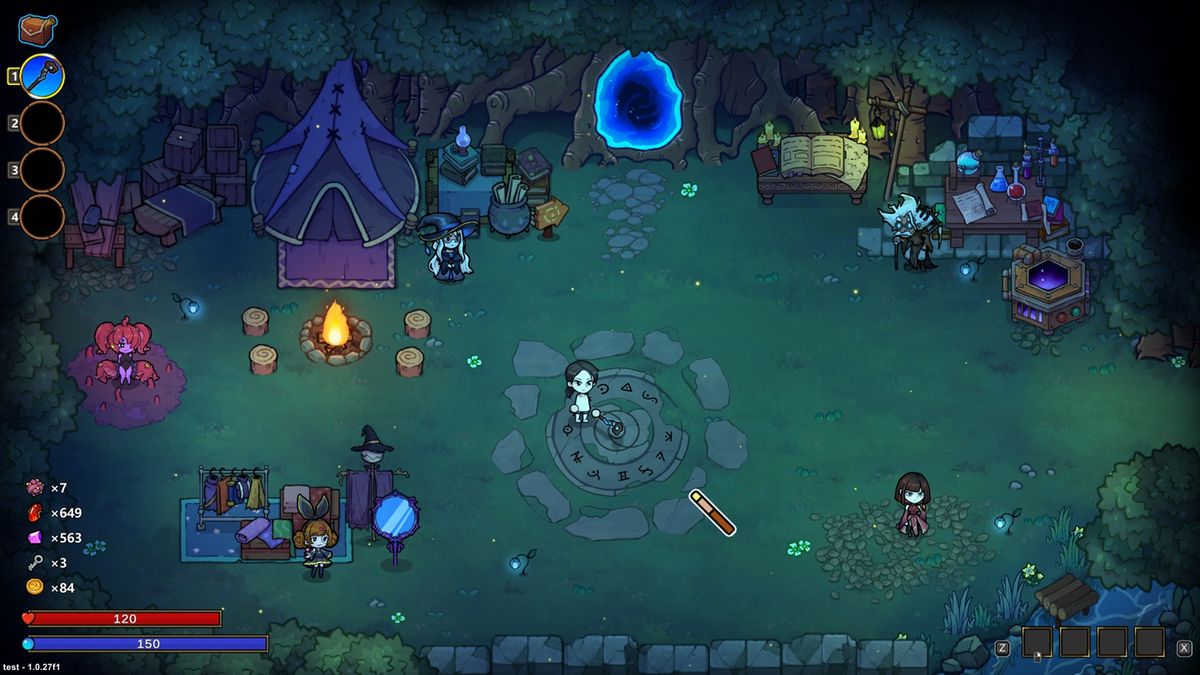 联动内容展示图，包含《暖雪》风格的火焰法杖与《背包乱斗》主题遗物图标