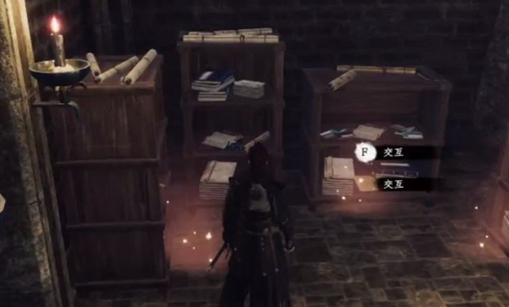 水下秘境场景，昏暗光线中可见古代建筑残骸与漂浮的谜题符文