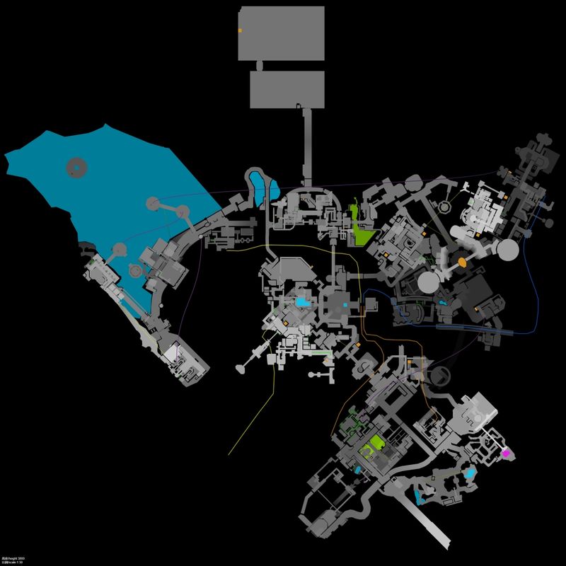 《非生物因素》全景地图展示，包含多层结构与空间切片信息