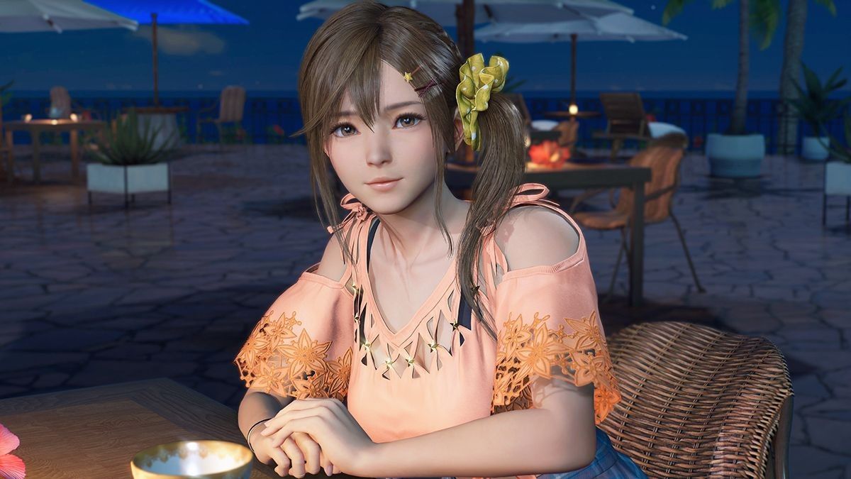 穗香穿着学园制服在樱花树下微笑，裙摆随风轻扬，阳光透过树叶洒下斑驳光影