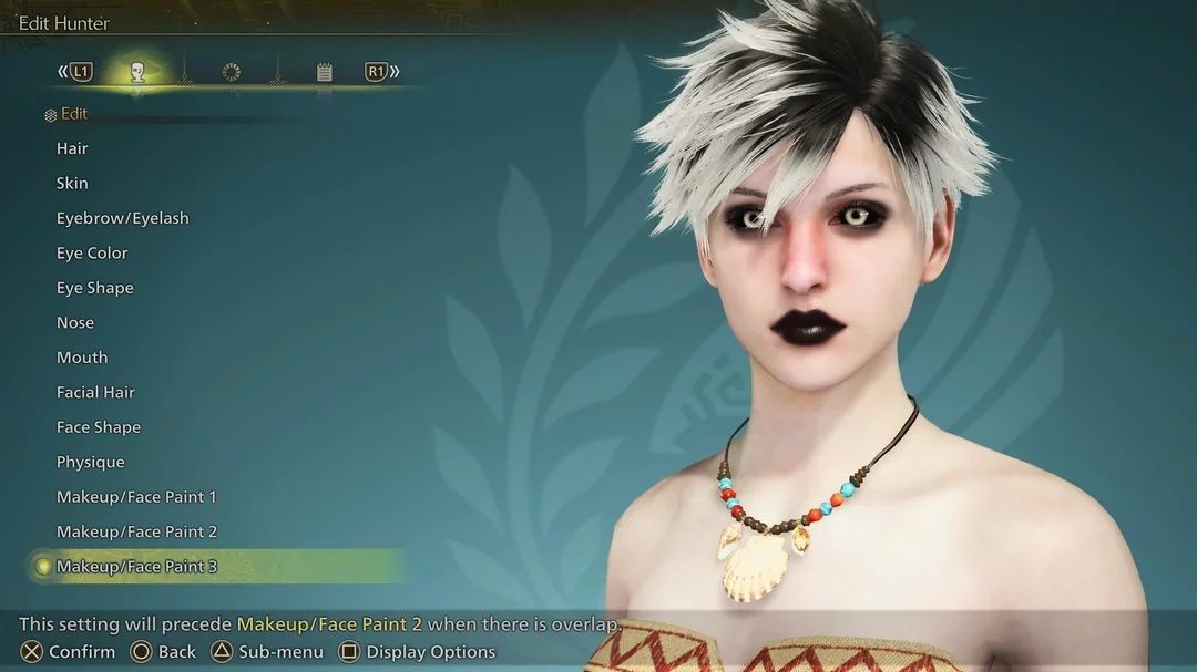 玩家创作的异域风情女性猎人，头戴面纱，眼神锐利，装备精致