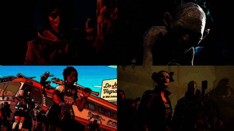 Sweet Baby Inc公司标志与多位游戏角色剪影并列，背景为争议性游戏场景拼贴