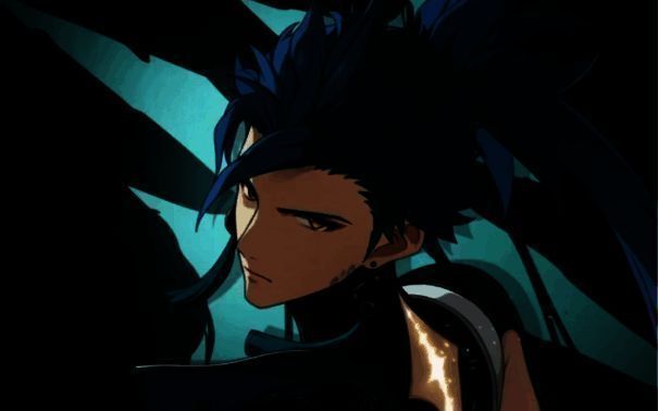 忌炎战斗姿态：手持巨刃，青龙能量环绕周身，气势逼人