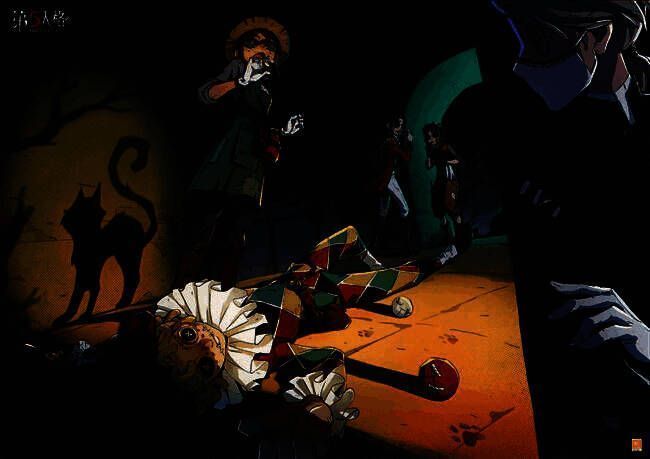 模仿者游戏玩法界面展示，玩家在圆形舞台上进行身份猜测，氛围紧张又充满戏剧性