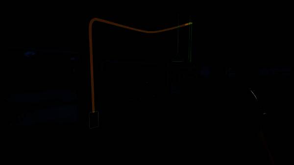 玩家在夜晚点亮改装后的大巴，车内灯光温暖，车外星空璀璨，营造出宁静惬意的氛围