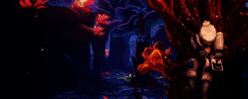 《非生物因素》游戏内场景，荒凉雪地中的玩家角色正在搭建木屋，远处有野兽出没，整体画面充满生存压迫感