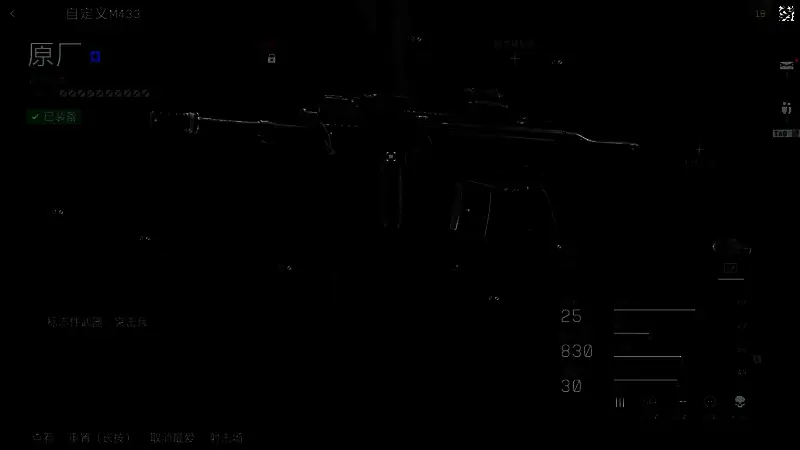 M433装配瞄具后的第一人称视角界面，准星清晰，视野开阔