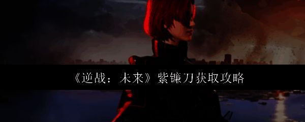 逆战：未来紫镰刀整体外观展示，黑色刀身泛着紫色光芒，骷髅头装饰清晰可见，充满暗黑风格