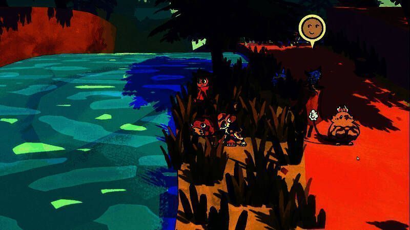 比赛中的实时战斗画面，两队野兽分列排球网两侧，一名蓝色狐狸角色正跃起扣球