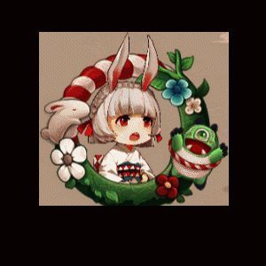 游园藏宝玩法动图，玩家点击树林寻找隐藏式神，山兔蹦出惊喜现身