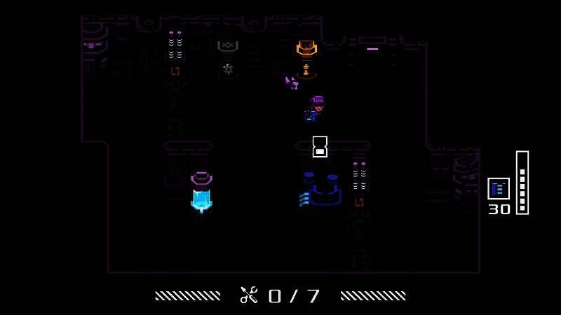 角色蹲在控制面板前进行修理，背景有绿色光晕缓缓流动，气氛诡异