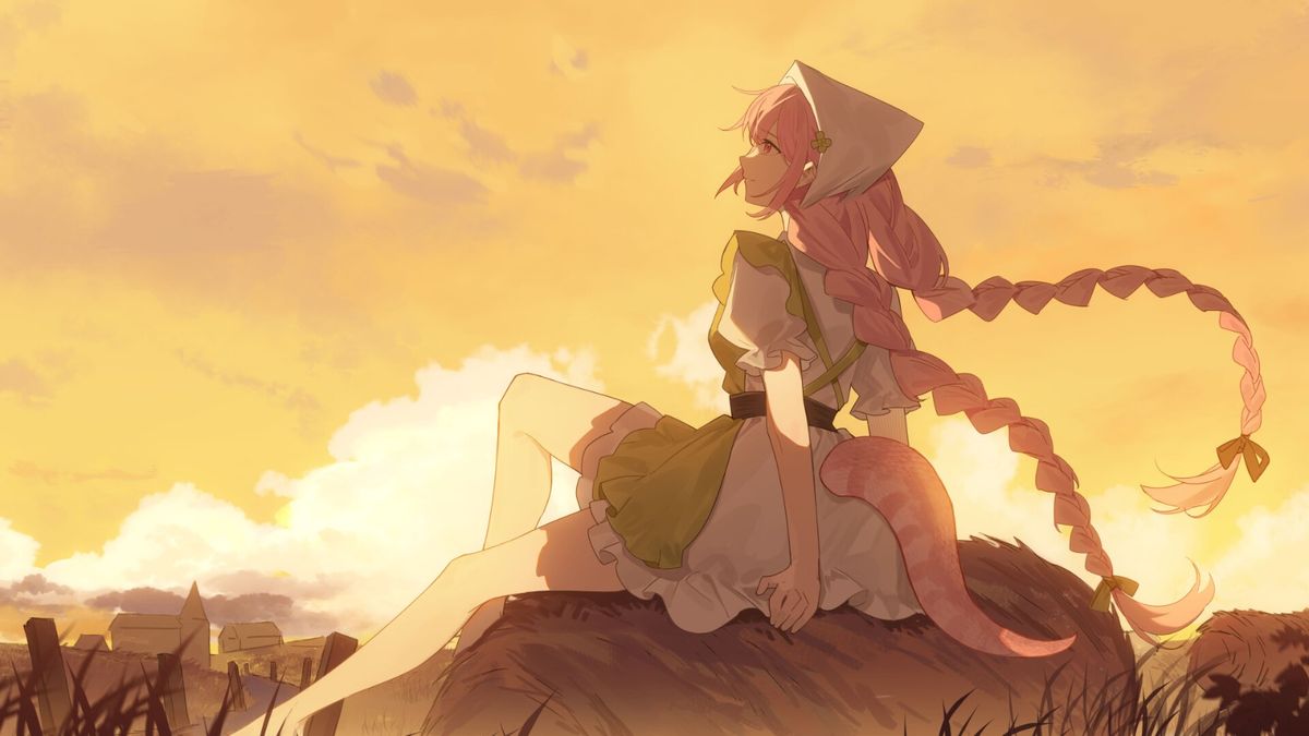 角色对话界面，主角与一位戴眼镜的蛇娘在图书馆交谈，书架林立，环境静谧