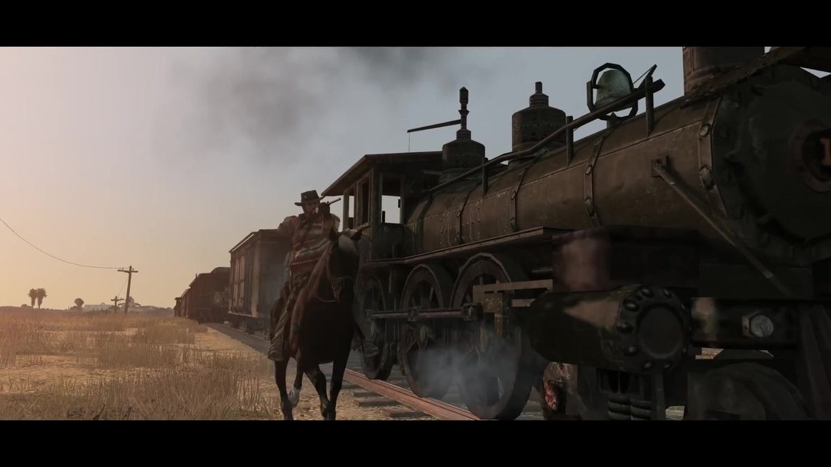 游戏截图：马匹在沙漠中奔跑，远处是连绵的山脉