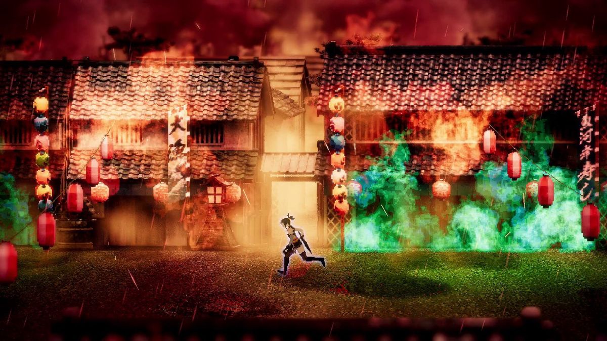 游戏封面，展现主角幽心在雨夜中寻找妹妹的剪影画面，背景为江户风格的街道