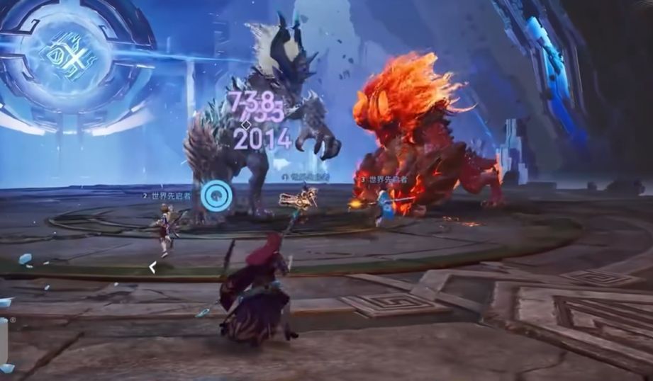 迦罗技能释放特效展示，箭矢划出光芒，背景中浮现神秘符文