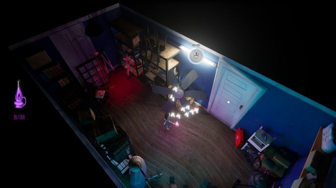 游戏菜单界面展示，黑暗背景中浮现出小女孩的剪影与灯光