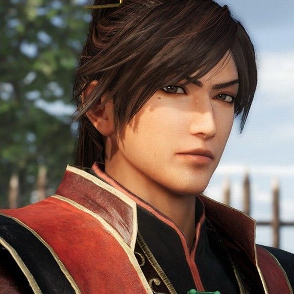 凌统角色设定图，身穿战甲，手持武器，目光坚定