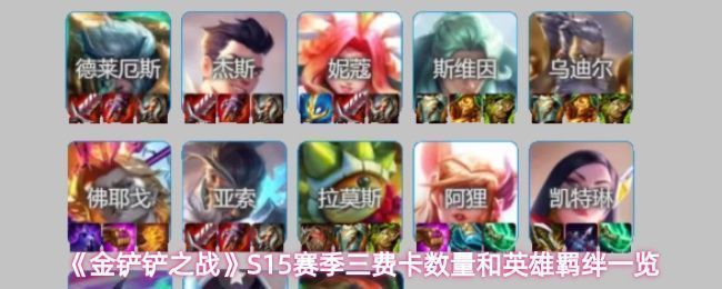 金铲铲之战三费卡阵容搭配示意图，展示多张三费卡协同作战的场景