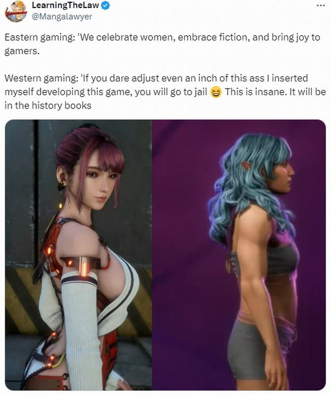 《星刃》与《龙腾世纪4》角色对比图，前者角色形象精致，后者角色设计被指丑陋