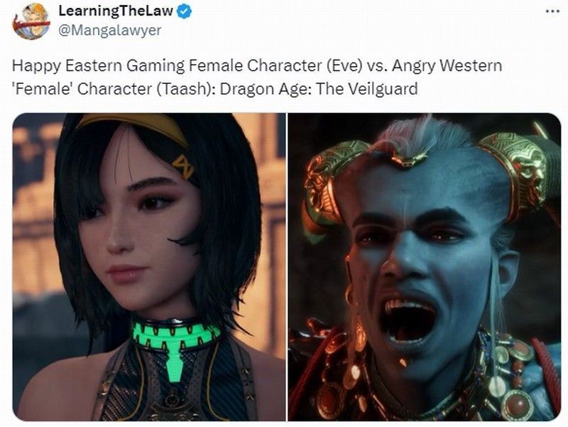 《龙腾世纪4》角色设计展示，面部特征夸张，整体风格偏向写实但被批评为不协调