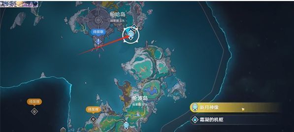 帕哈岛七天神像全景，神像高耸于山丘之上，周围植被茂密