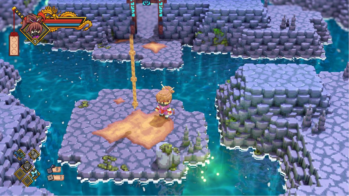 角色在野外环境中行走，背景为奇幻风格的山川与天空