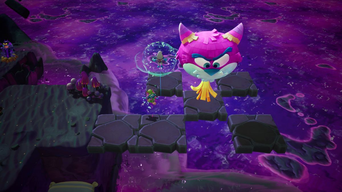 玩家角色在梦境世界中跳跃解谜的动态场景