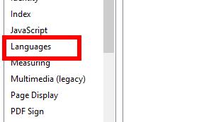 偏好设置窗口界面截图，突出显示languages选项位置