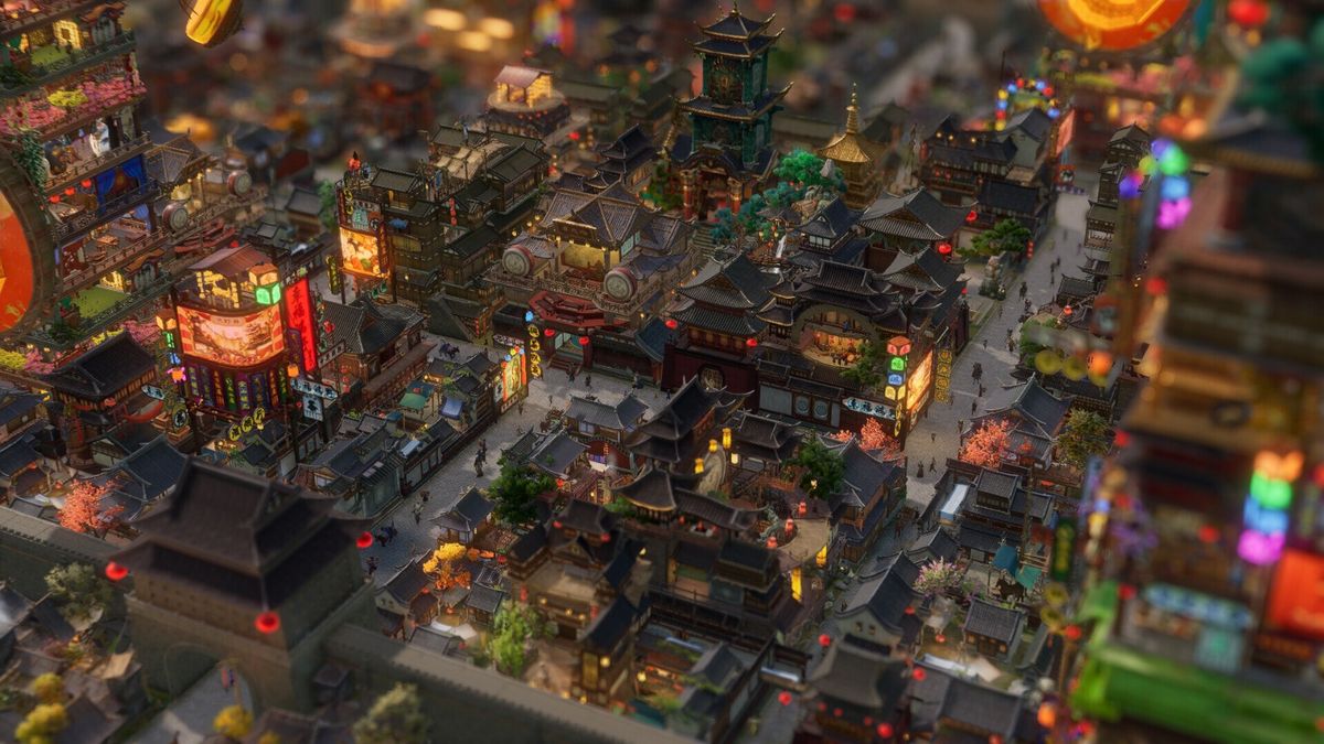 山川河流与建筑群交相辉映，营造出诗意的东方画卷