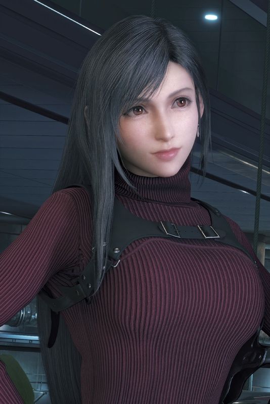 蒂法手持武器，穿着MOD服装战斗的动态场景