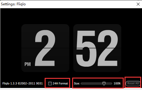 设置界面点击Reset All按钮重置所有参数
